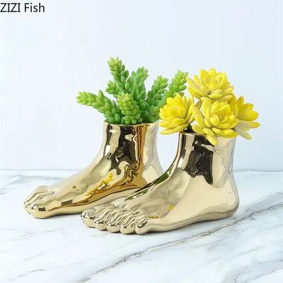 Foot-shaped Ceramic Flower Vase